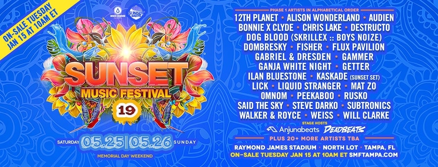 Sunset Music Festival Drops Massive Phase 1 Lineup for 2019 6